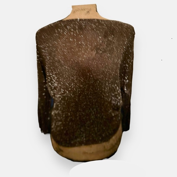Gigi Modal ALIOCHA SPARKLE LIGHT KNIT Chocolate 3/4 Sleeve Dressy Top OS - Picture 7 of 15